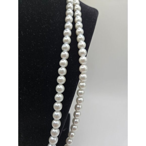 Vintage marked Japan silver fuax pearls double strand 24 inches - Picture 7 of 8